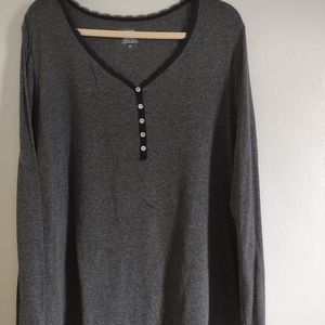 Chaps Ribbed Henley Long Sleeve Top 1X